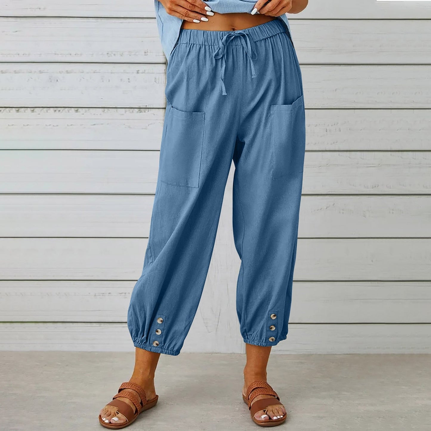 Elda broek - Linnen capribroek voor dames voor ontspannen comfort in een loszittende stijl
