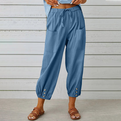 Elda broek - Linnen capribroek voor dames voor ontspannen comfort in een loszittende stijl