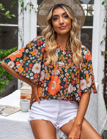 Shanee - Blouse florale à manches