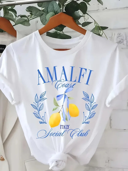 T-shirt - Amalfi Collectie - Luchtig, Tijdloos Design, Ontspannen Pasvorm - Perfect voor Casual en Formele Gelegenheden