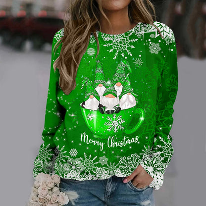 Zorana - Warme trui met ronde hals en Merry Christmas print voor dames