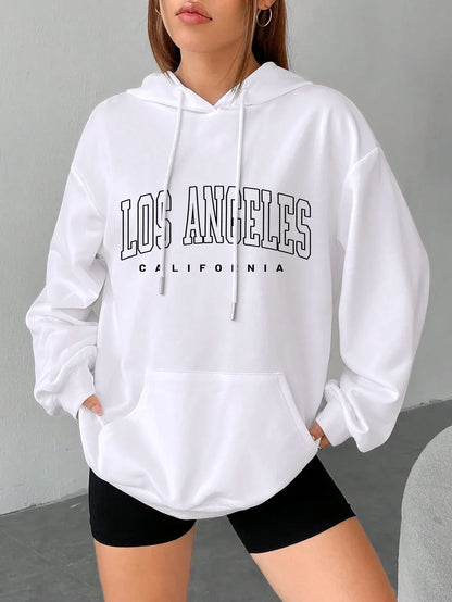 Sharon | Sweatshirt Met Capuchon Oversized Bedrukt Los Angeles Voor Vrouwen