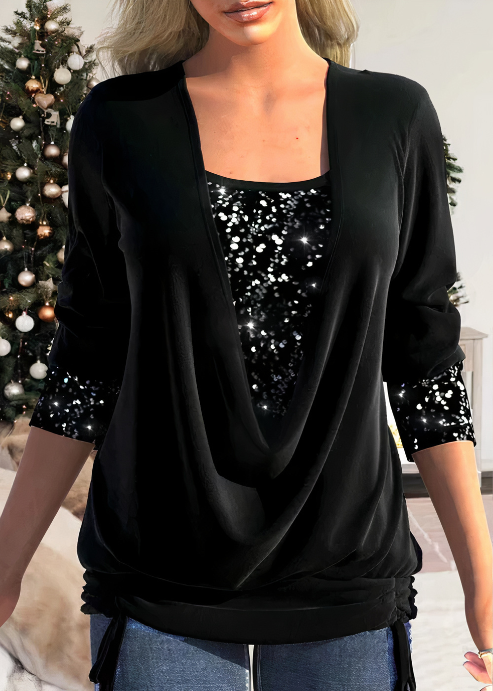 SARINA - Elegante blouse met pailletten