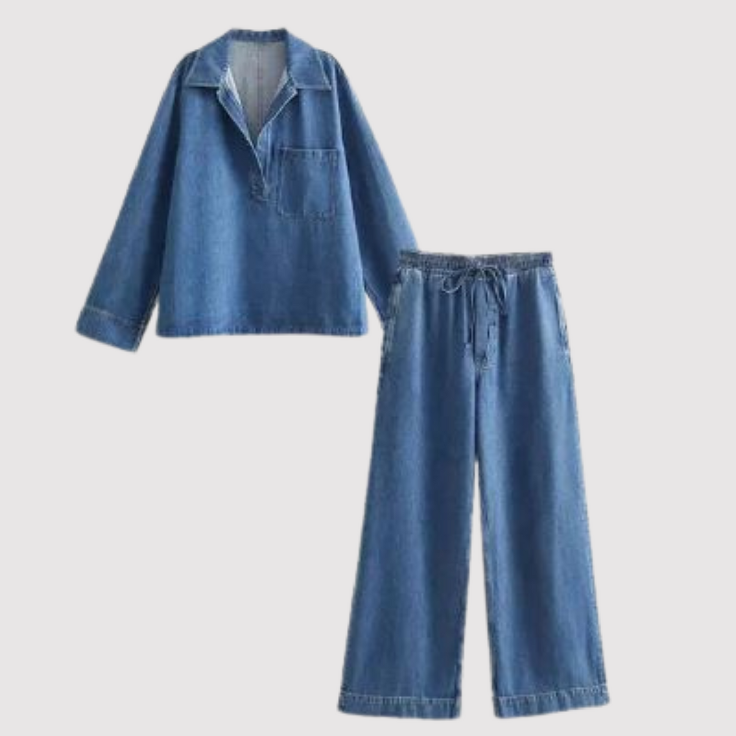 Ariel dames denim set herfstblauw