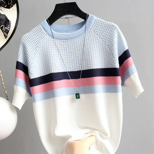 Amara Blouse | Gebreide Blouse met Korte Mouw