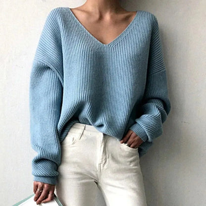 Ariane - Oversized Sweater met lange mouwen en diepe V-hals