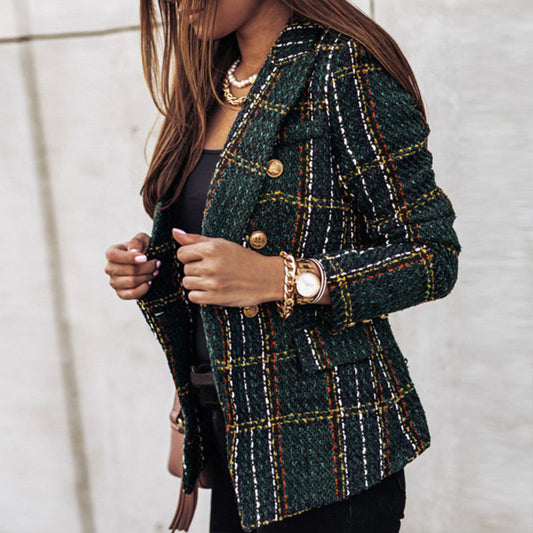 Chique geruite dames blazer