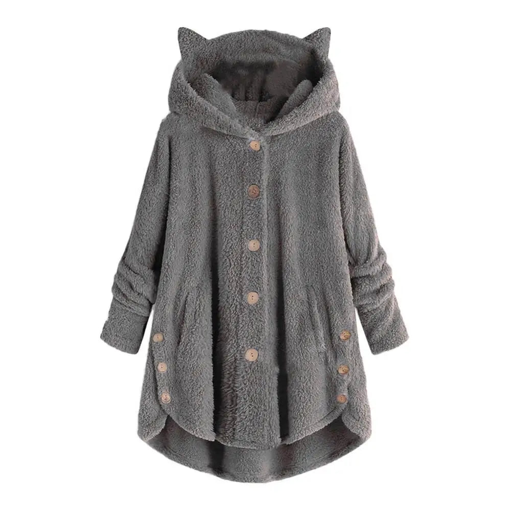 Sharon | Stijlvolle sherpa stijl hoodie met kattenoor bonnet ontwerp Perfect voor de herfst / winter vrije dagen