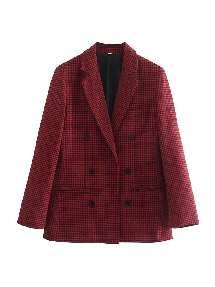 Geruite damesblazer in vintage stijl