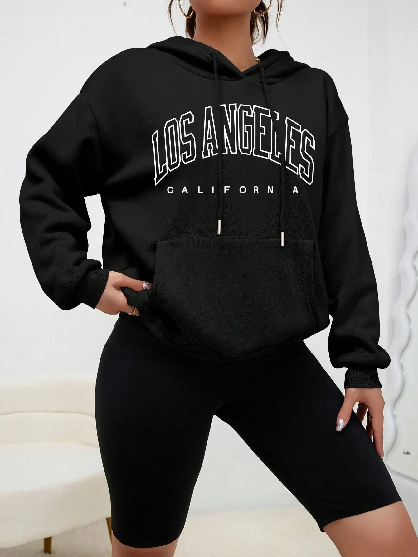 Sharon | Sweatshirt Met Capuchon Oversized Bedrukt Los Angeles Voor Vrouwen