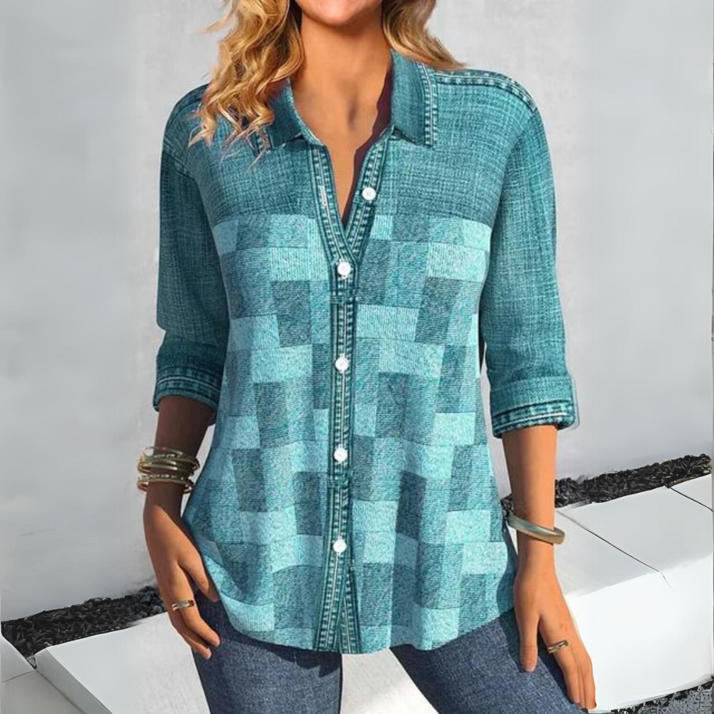 Sabrina - Casual Geruite Blouse