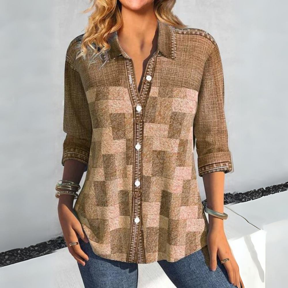 Sabrina - Casual Geruite Blouse