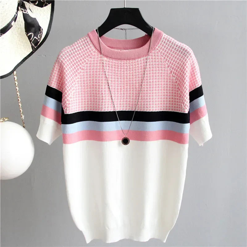 Amara Blouse | Gebreide Blouse met Korte Mouw