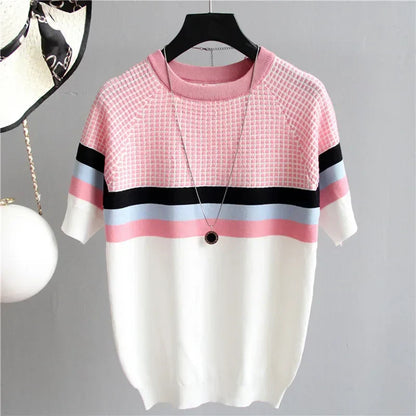 Amara Blouse | Gebreide Blouse met Korte Mouw