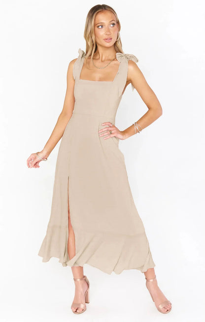 Sallie Dames zomer elegante mode jurk met touw Temperament rok