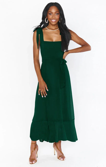 Sallie Dames zomer elegante mode jurk met touw Temperament rok