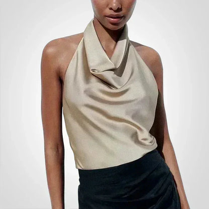 Elenoir - Satijnen crop top met bandjes rond de hals