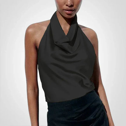 Elenoir - Satijnen crop top met bandjes rond de hals