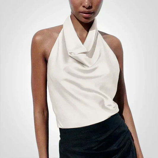 Elenoir - Satijnen crop top met bandjes rond de hals