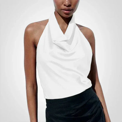 Elenoir - Satijnen crop top met bandjes rond de hals