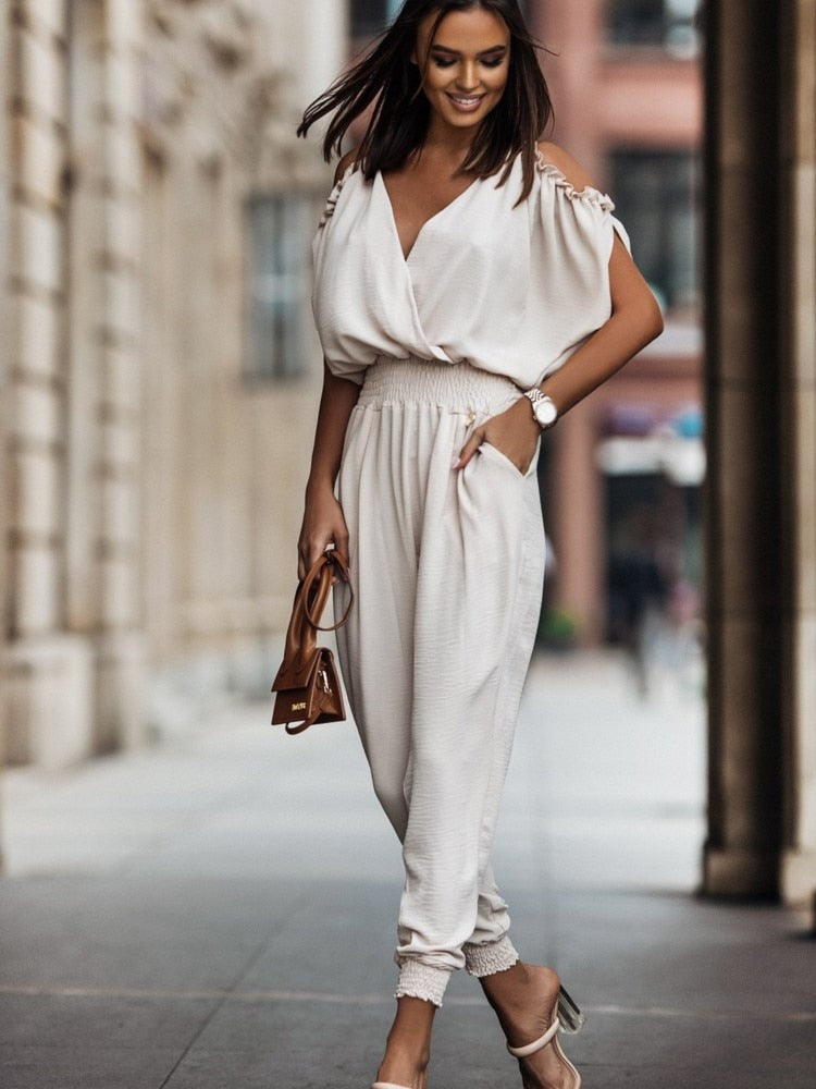 Clarisse - Elegante off-the-shoulder jumpsuit met zakken