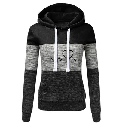 Monica - Slim-fit hoodie met hart- en beatprint voor dames