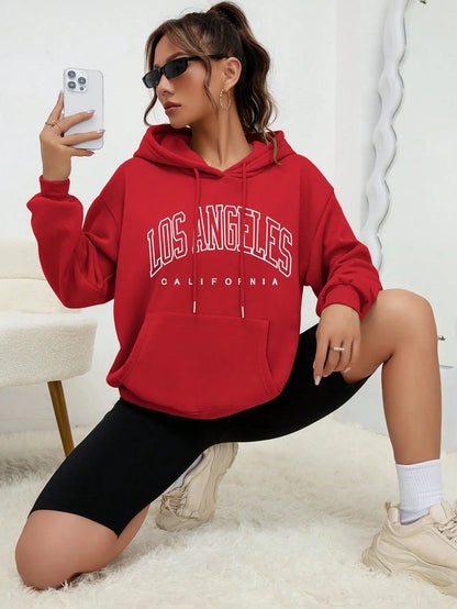 Sharon | Sweatshirt Met Capuchon Oversized Bedrukt Los Angeles Voor Vrouwen