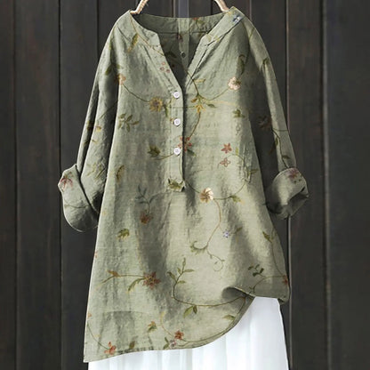 Woubina Blouse | Vrouwen Bloemen ButtonUp Lange Mouw Top