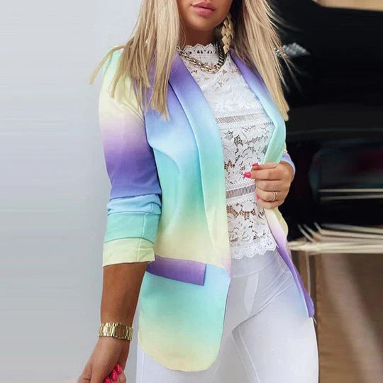 Thanea dames blazer met lange mouwen in tie dye