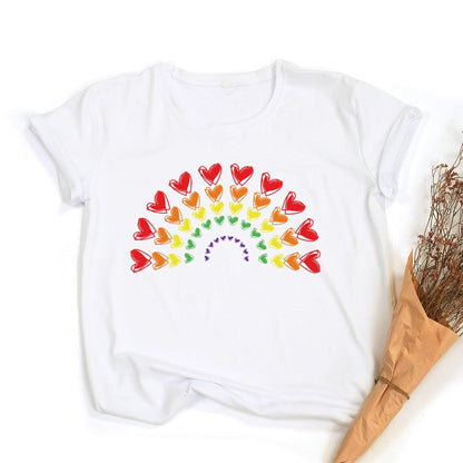 Peace Love Equality Regenboog Grafische T-Shirt | LGBT Trots Retro Zomertop
