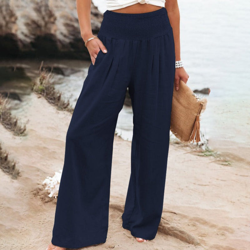 Broek met wijde pijpen en hoge taille