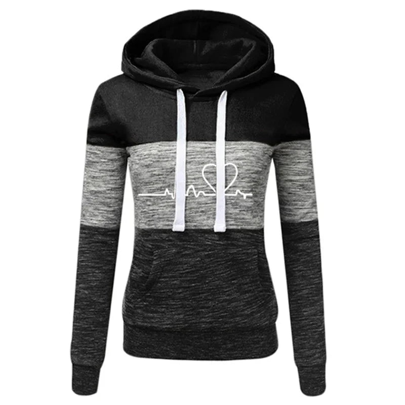 Monica - Slim-fit hoodie met hart- en beatprint voor dames