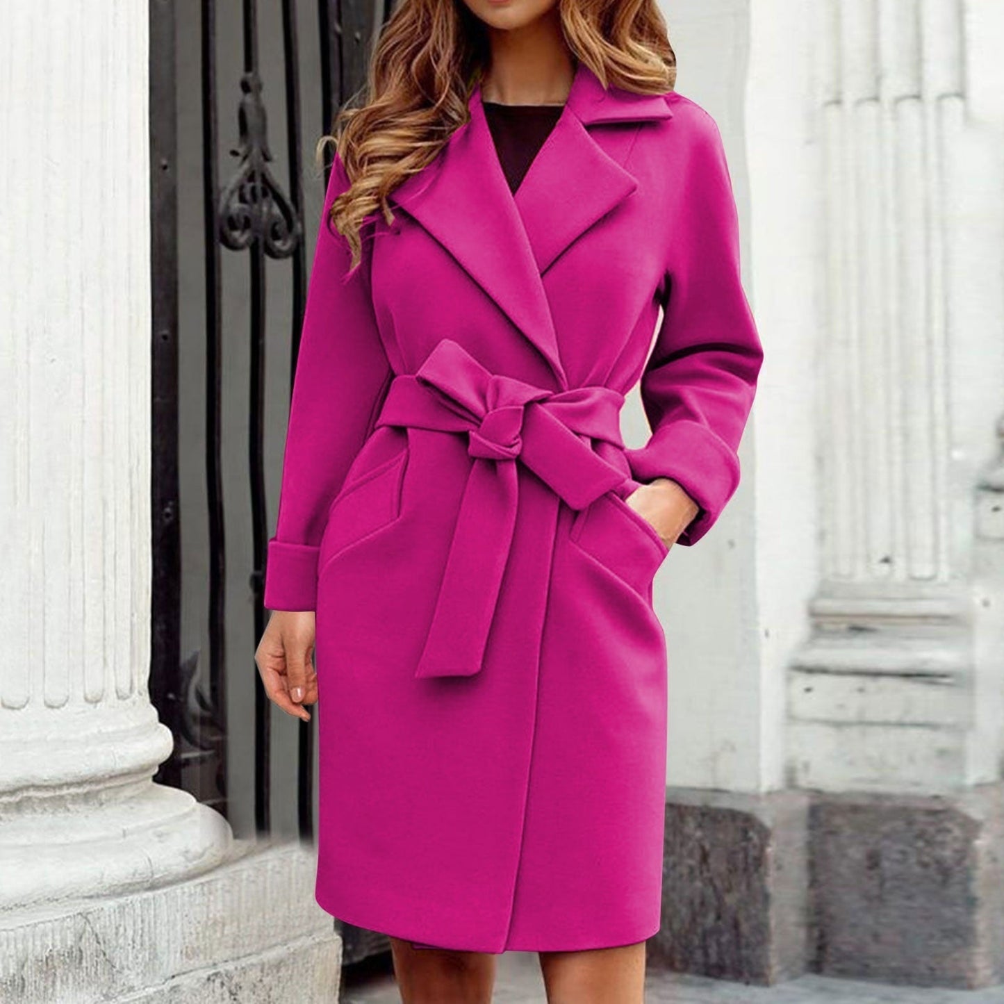 Trenchcoat winterjas met knoopsluiting in felle kleuren - Hailey