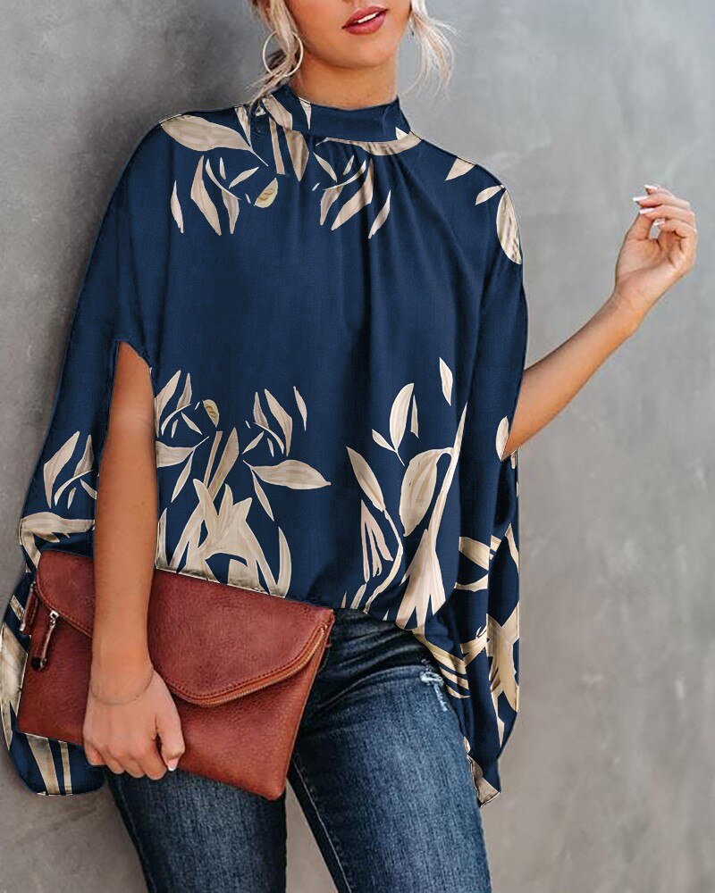 Elegante Loszittende Blouse met Vleermuismouwen voor de Zomer | Casual Mode Streetwear Top
