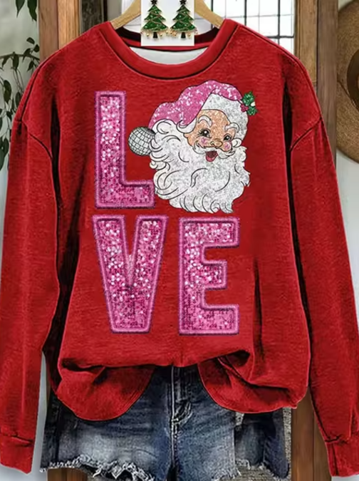 Sharon | Met Leuke Kerstman Print Dames Sweatshirt