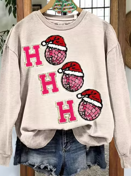 Sharon | Met Leuke Kerstman Print Dames Sweatshirt