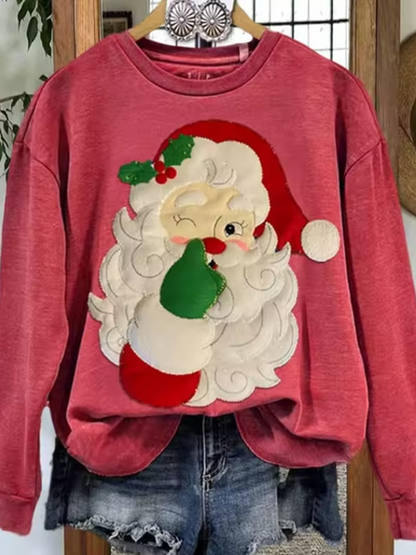 Sharon | Met Leuke Kerstman Print Dames Sweatshirt