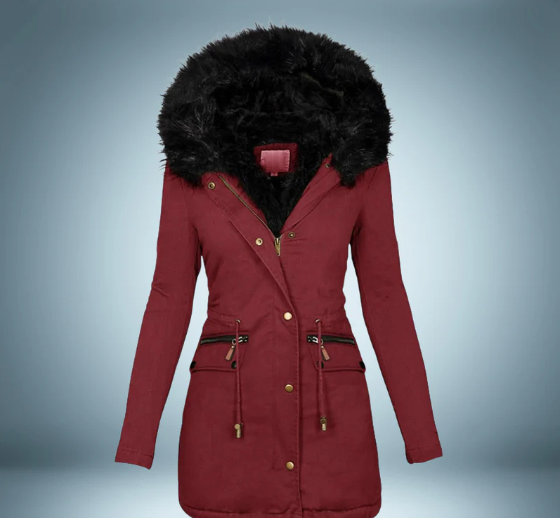 Elegante parka met bontkraag