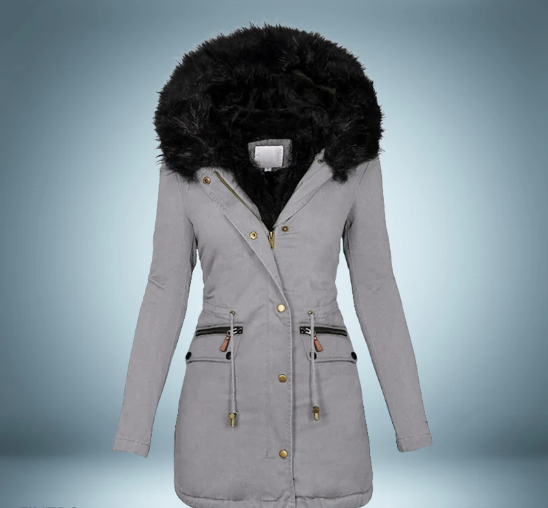 Elegante parka met bontkraag