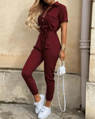 Button Down Jumpsuit - Tijdloos - Zacht Katoen - Perfect voor Elke Gelegenheid