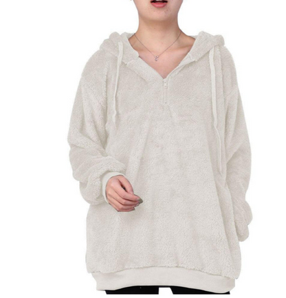 Zera - dames fleece sweatshirt met ritssluiting bij de halsopening