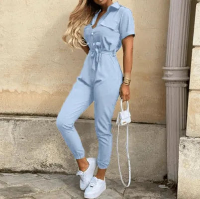 Button Down Jumpsuit - Tijdloos - Zacht Katoen - Perfect voor Elke Gelegenheid