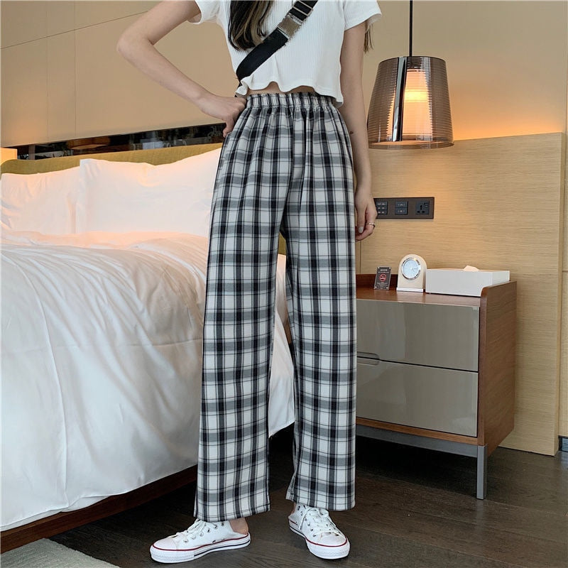 Paola broek - Geruite damesbroek met hoge taille voor een trendy, casual look