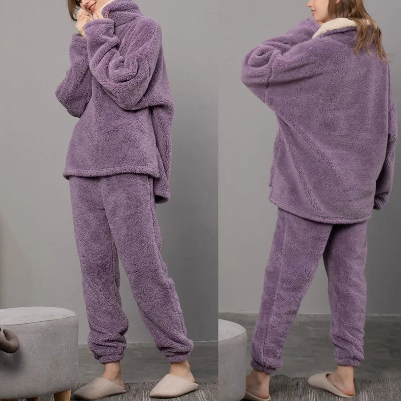 Heidi-Mode - Knusse fleece pyjamaset voor dames - comfortabele nachtkleding