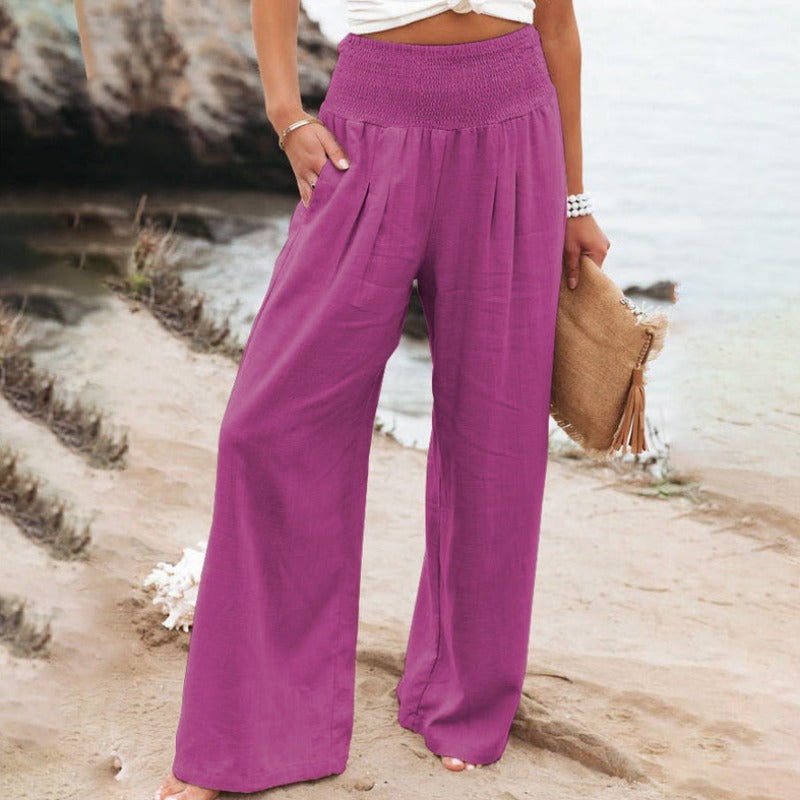 Broek met wijde pijpen en hoge taille