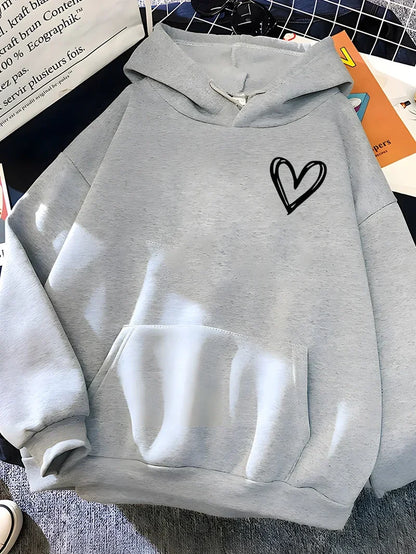 Sharon | Hoodie Oversized Met Hart Print Voor Vrouwen