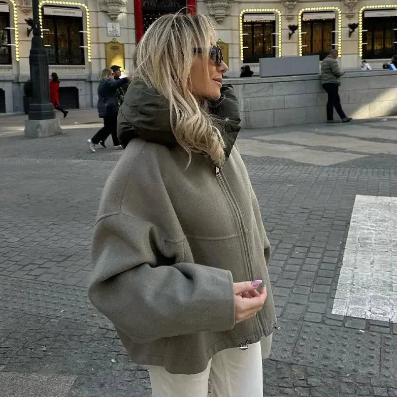 Casual loose women's jacket with hood | Olena Jas