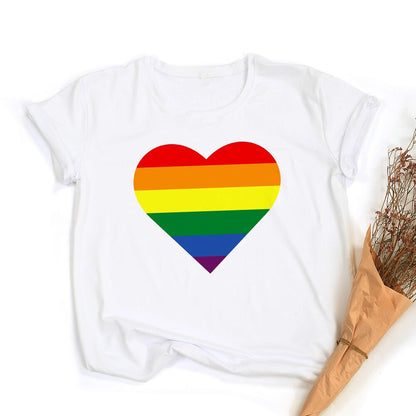 Peace Love Equality Regenboog Grafische T-Shirt | LGBT Trots Retro Zomertop