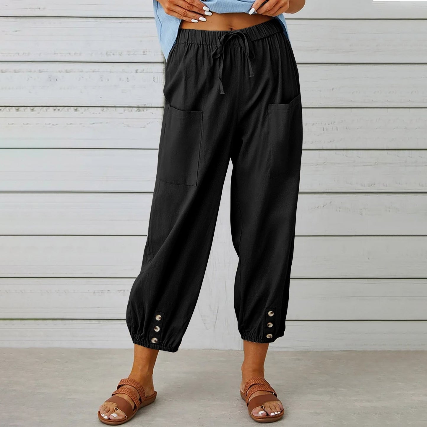 Elda broek - Linnen capribroek voor dames voor ontspannen comfort in een loszittende stijl