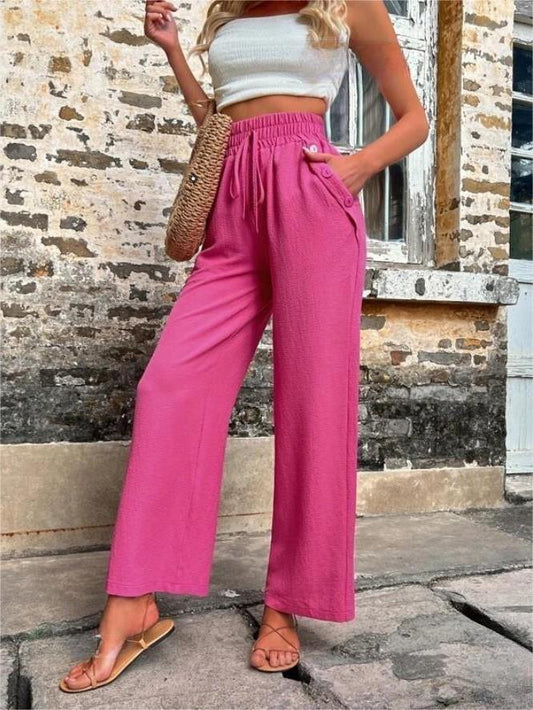 Karely - Losvallende broek met hoge taille